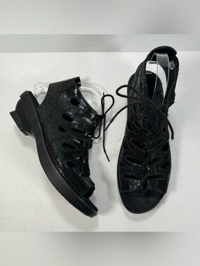 Wolky Black Crash Suede Seminyak Strappy Caged Gladiator Sandals Women Size 9